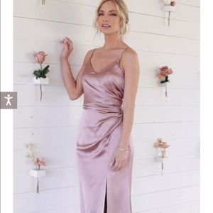 Revelry Rory Satin Bridesmaid Dress - Rose Quartz
